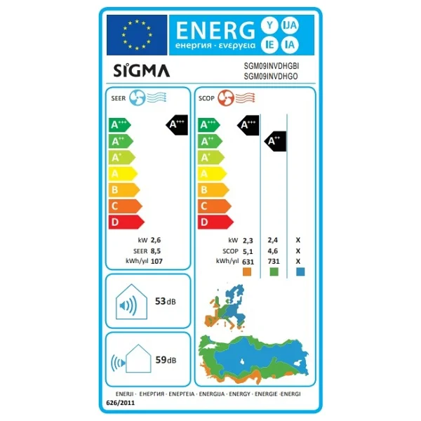 Sigma Exclusive-Bl Sgm09ınvdhg-Bl A+++ 9000 Btu Inverter Duvar Tipi Klima - Görsel 3