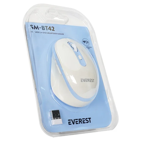 Everest Sm-Bt42 Beyaz-Mavi Şarjlı Optik Kablolu/Kablosuz Mouse - Görsel 9