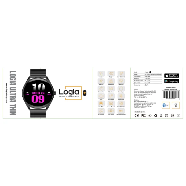 Logia Ultra Thin Gümüş Akıllı Saat - Görsel 8