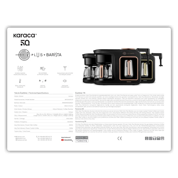 Karaca Hatır Plus Barista Steel 6in1 Konuşan Latte Cappuccino Ve Közde Türk Kahve Makinesi - Görsel 6