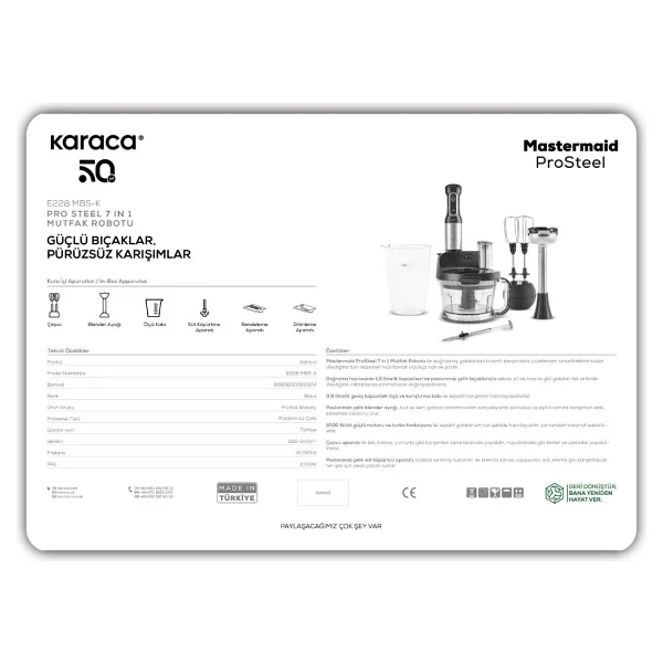Karaca Prosteel 7in1 1000 W Soft Cream Mutfak Robotu - Görsel 10