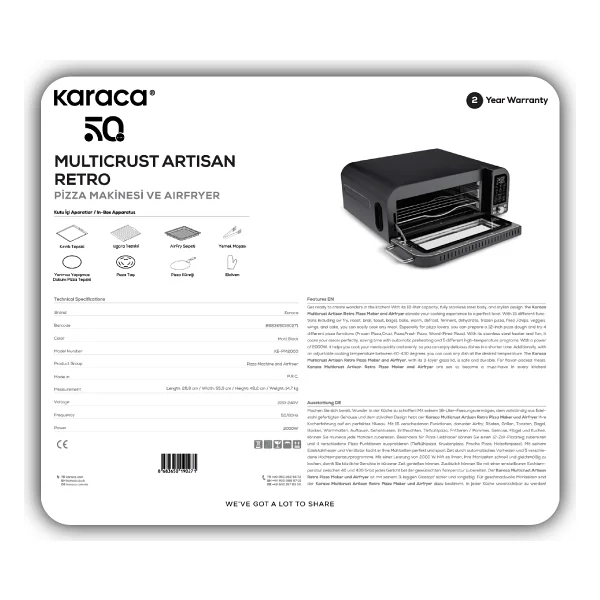 Karaca Multicrust Artisan Retro Pizza Makinesi - Görsel 8