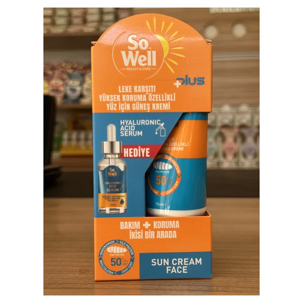 So Well Plus Yüksek Koruma Özellikli Yüz İçin Güneş Kremi Spf 50+ & Hyaluronik Acid Serum Hediye Seti 75 Ml Krem + Serum - Görsel 8