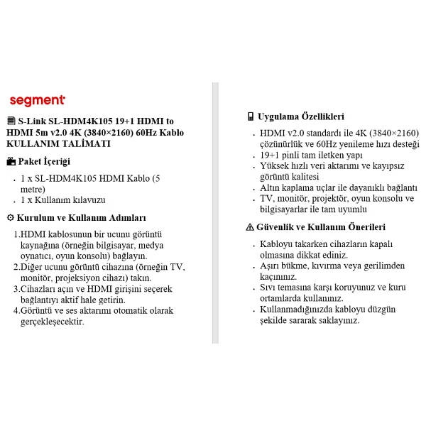 S-Link Sl-Hdm4k105 5 M 4K Hdmı Kablo - Görsel 6