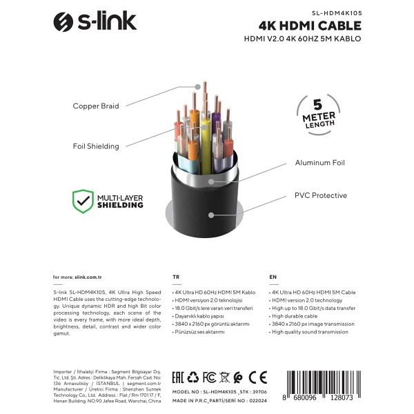 S-Link Sl-Hdm4k105 5 M 4K Hdmı Kablo - Görsel 8