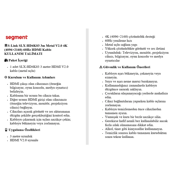 S-Link Slx-Hd4k03 3 M 4K Hdmı Kablo - Görsel 5