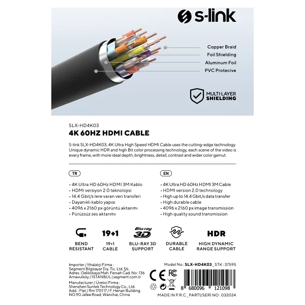 S-Link Slx-Hd4k03 3 M 4K Hdmı Kablo - Görsel 7