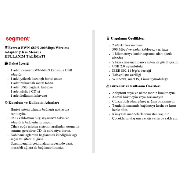 Everest Ewn-689n 300 Mbps Kablosuz Ağ Adaptörü - Görsel 10