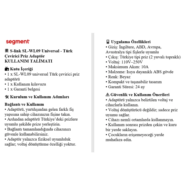 S-Link Sl-Wl09 Universal Çevirici Grup Priz - Görsel 5
