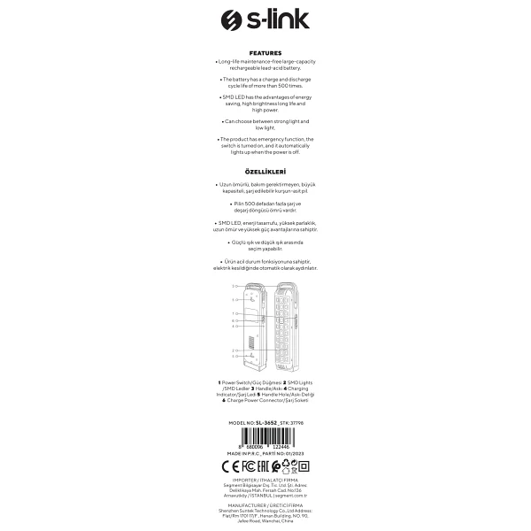S-Link Sl-3652 Şarjlı Acil Durum Işıldağı - Görsel 8