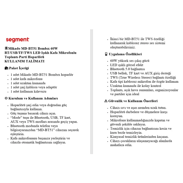 Mikado Bombix Md-Bt51 Bluetooth Hoparlör - Görsel 9