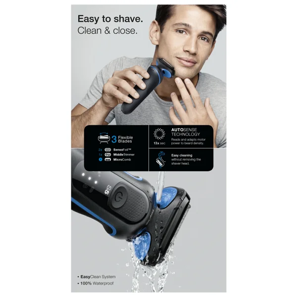 Braun Yeni Seri 5 B1000s Autosense Easyclean Easyclick Islak Ve Kuru Tıraş Makinesi - Görsel 6