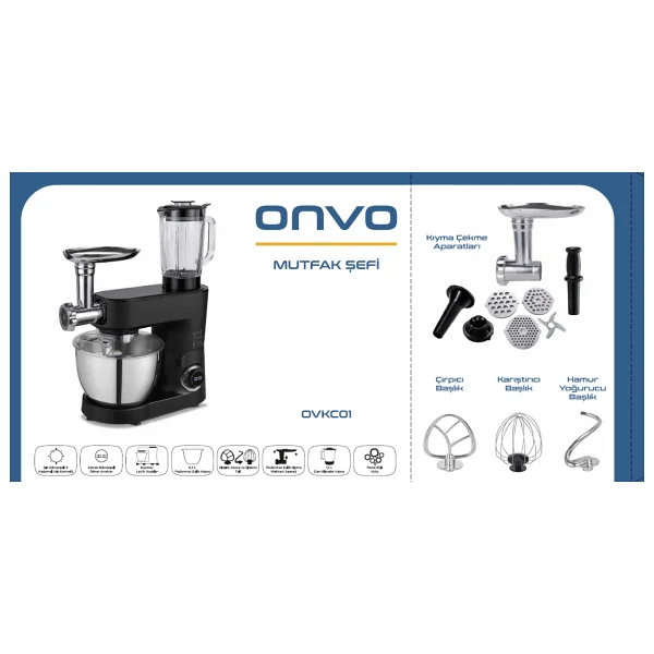 Onvo Ovkc01 1500 W 6.3 Lt Hamur Yoğurma Makinesi - Görsel 8