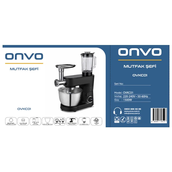 Onvo Ovkc01 1500 W 6.3 Lt Hamur Yoğurma Makinesi - Görsel 9
