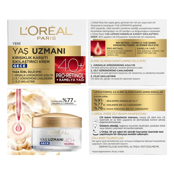L'oreal Paris Yaş Uzmanı 45+ Kırışıklık Karşıtı Sıkılaştırıcı 50 Ml Gece Kremi - Görsel 7