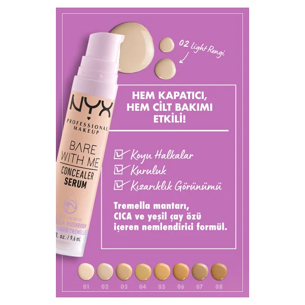 Nyx Professional Makeup Bare With Me 02 Light 9.6 Ml Serum Kapatıcı - Görsel 9