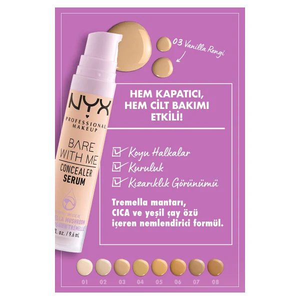 Nyx Professional Makeup Bare With Me 03 Vanilla 9.6 Ml Serum Kapatıcı - Görsel 10