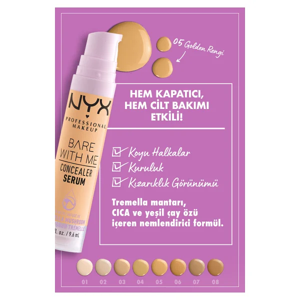Nyx Professional Makeup Bare With Me 05 Golden 9.6 Ml Serum Kapatıcı - Görsel 7