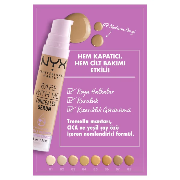 Nyx Professional Makeup Bare With Me 07 Medium 9.6 Ml Serum Kapatıcı - Görsel 7