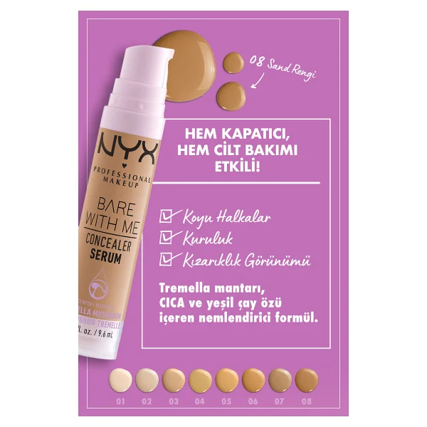 Nyx Professional Makeup Bare With Me 08 Sand 9.6 Ml Serum Kapatıcı - Görsel 7
