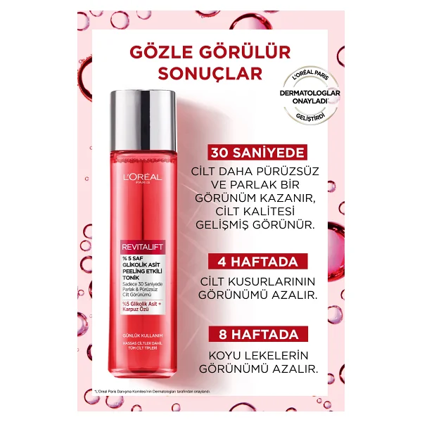 L'oreal Paris Revitalift %5 Saf Glikolik Asit Peeling Etkili Tonik 180 Ml - Görsel 8
