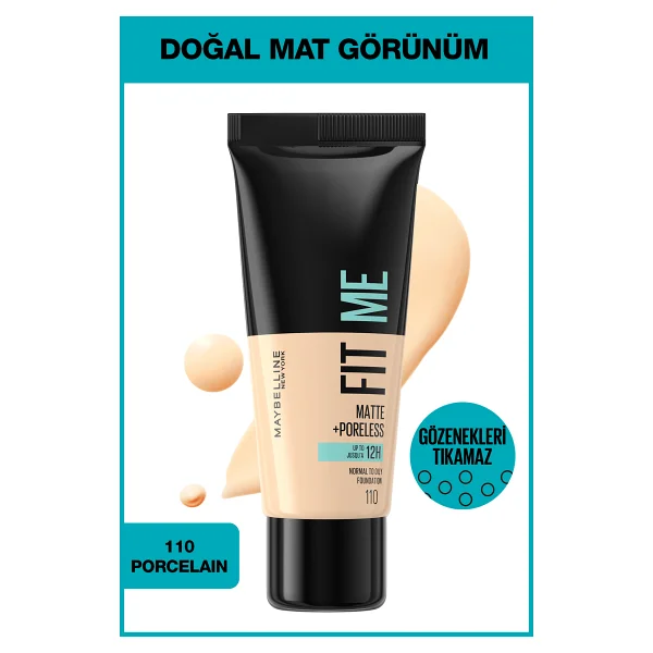 Maybelline New York Maybelline Fit Me Matte Fondöten 110 Porcelain Doğal Mat Görünüm Ve Yağsız Formül İle Ciltte Pürüzsüzlük - Görsel 5