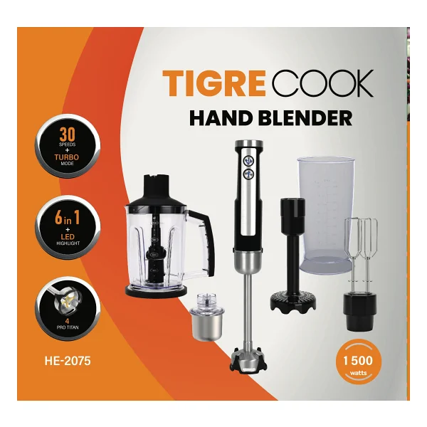 Tigrecook He-2075 1500 W Öğütücülü El Blender Seti - Görsel 7