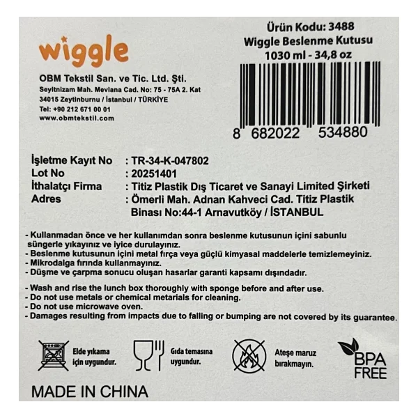 Wiggle Bento Kuromi 1030 Ml 2 Bölmeli Beslenme Kutusu - Görsel 6
