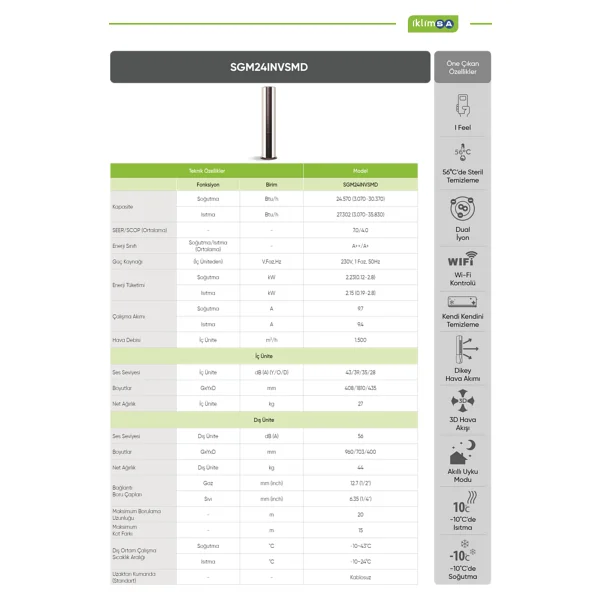 Sigma Exclusive Sgm24ınvsmd A++ Inverter Salon Tipi Klima - Görsel 8