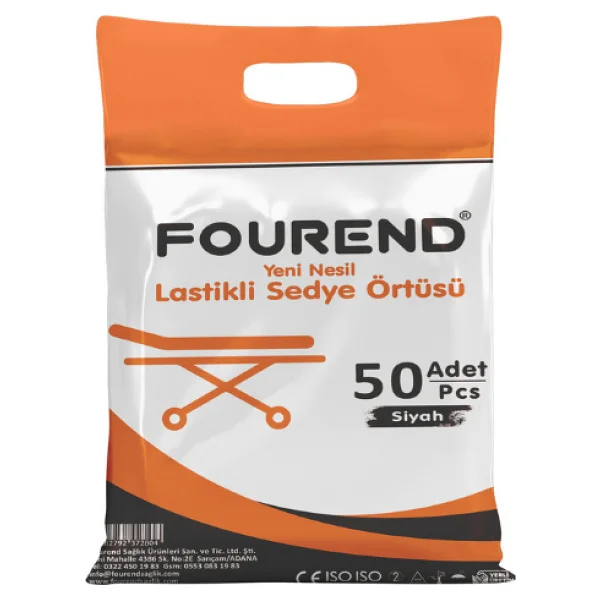 Fourend Yeni Nesil Lastikli Siyah Sedye Örtüsü 50'li Paket - Görsel 5