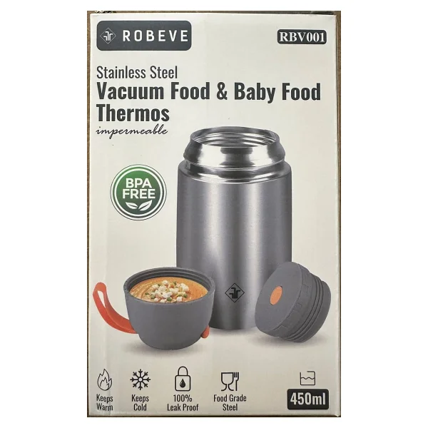 Robeve Vakumlu Çift Taraflı Mama Termosu 450 Ml - Görsel 9