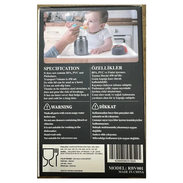 Robeve Vakumlu Çift Taraflı Mama Termosu 450 Ml - Görsel 10