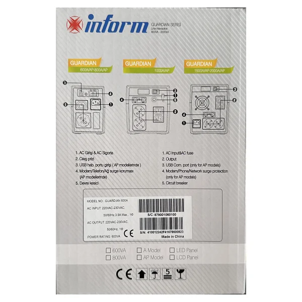 Inform Guardian 1500a 1.500 Va Line Interactive Kesintisiz Güç Kaynağı - Görsel 4