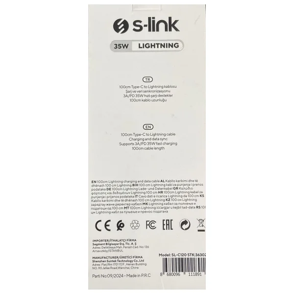 S-Link Sl-C120 1 M Type-C To Lightning Hızlı Şarj Kablosu - Görsel 9