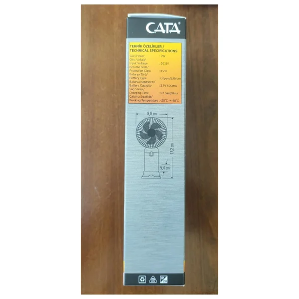 Cata Serino Ct-9949 Şarjlı El Tipi Vantilatör - Görsel 7