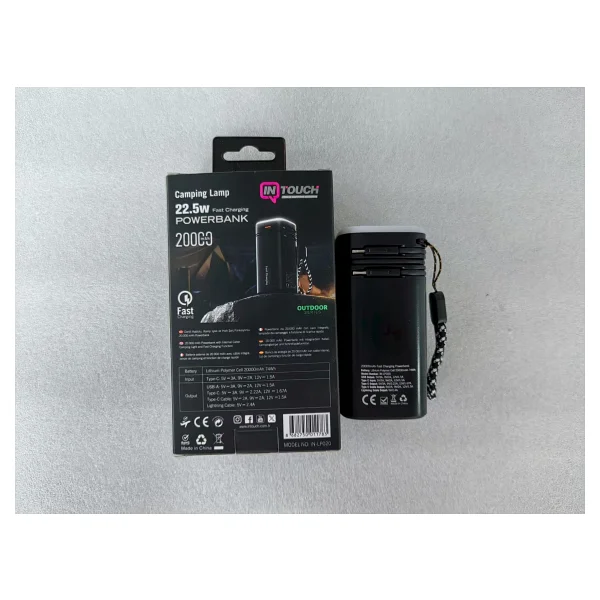İntouch 20.000 mAh 22,5w Pd Hızlı Kablolu Kamp Lambası Outdoor Serisi Powerbank Fast LED Lamba - Görsel 9
