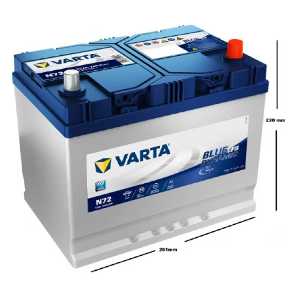 Varta Blue Dynamic N72 Start-Stop 12 V 72 Ah 760 Cca Akü - Görsel 3