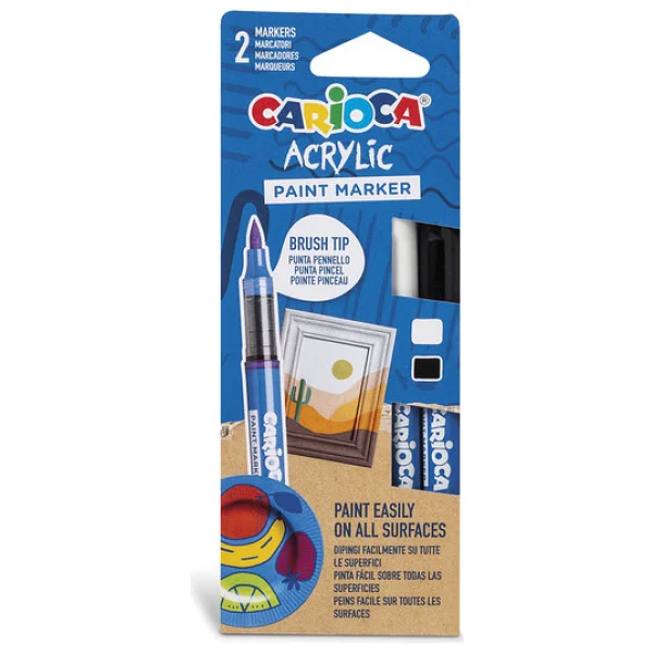 Carioca Acrylic 2'li Fırça Uçlu Paint Marker Kalem Seti - Görsel 6
