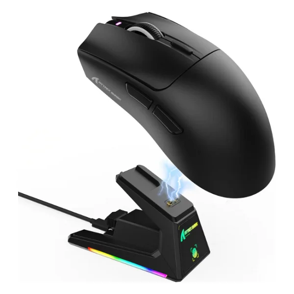 Attack Shark X1 Kırmızı Şarj İstasyonlu Kablosuz Oyuncu Mouse - Görsel 4