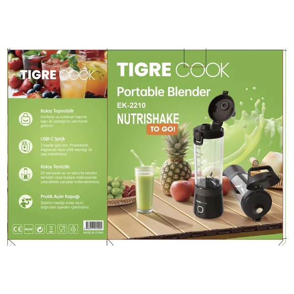 Tigrecook Pembe Kişisel Smoothie Blender - Görsel 10