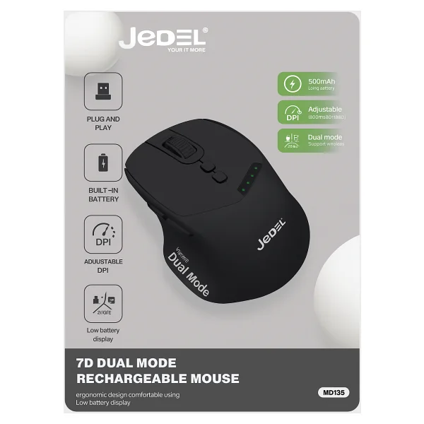 Jedel Wd155 Şarjlı Optik Kablosuz Mouse - Görsel 7
