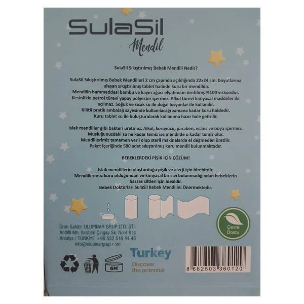 Sulasil Sıkıştırılmış Bebek Mendili 500 Adet - Görsel 9