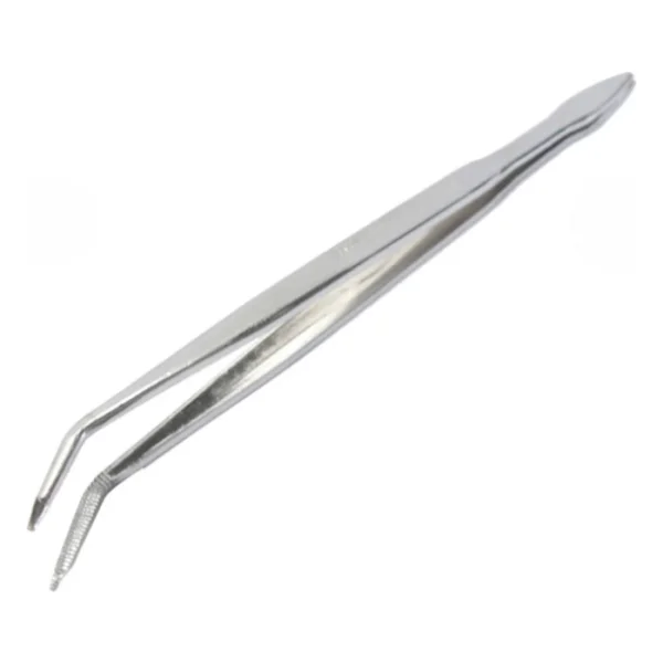 Labolist Penset 13 Cm Eğri Uçlu - Nikel Kaplama - Görsel 8