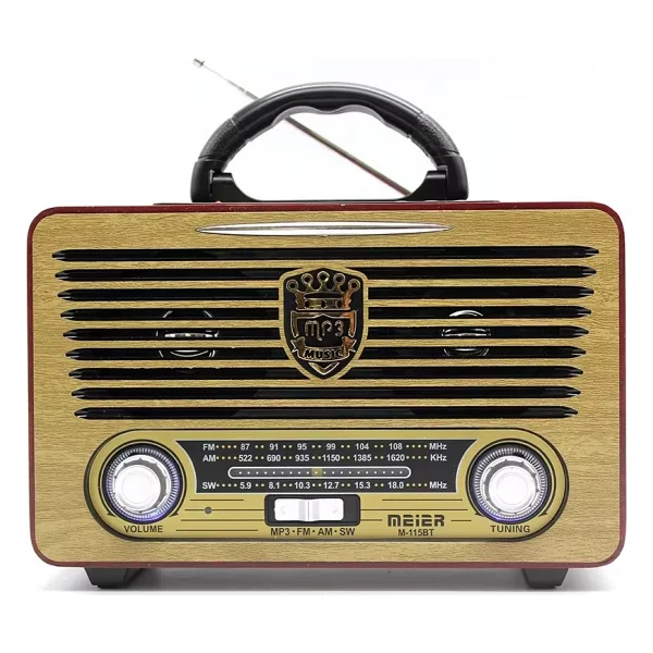 Meier M115 Dvs USB Sd Bluetooth Nostaljik Radyo - Açık Ahşap - Görsel 9