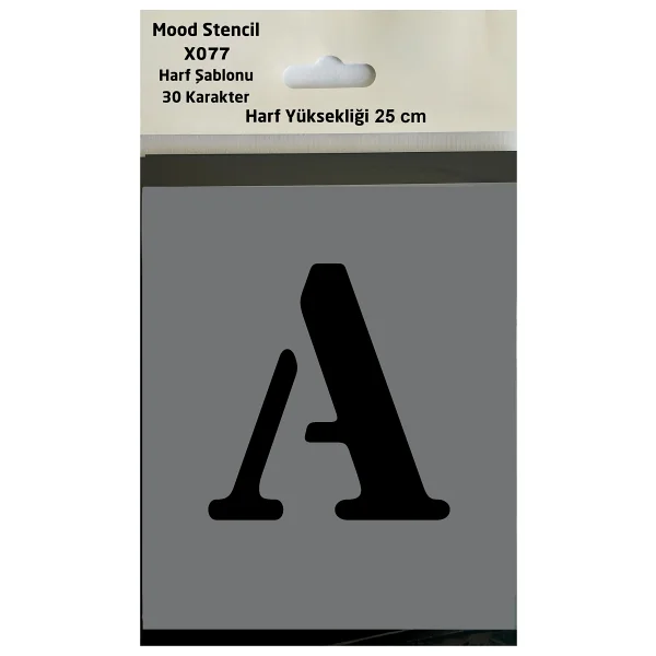 Mood Stencil Harf Boyama Şablonu X077 Harf Yüksekliği 25 Cm - Görsel 6