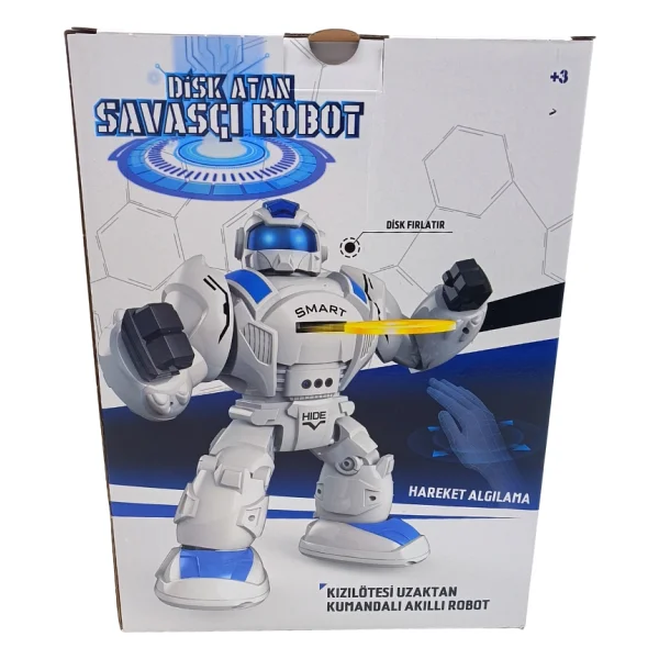 Birlik Oyuncak Uzaktan Kumandalı Disk Atabilen Robot 3+ Yaş İçin Eğlenceli Özellikler 1/20 Ölçek - Mavi - Görsel 6
