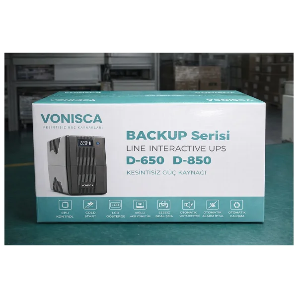 Vonısca Kesintisiz Güç Kaynakları D-650 650va Lcd Kesintisiz Güç Kaynağı Line Interactive 1x12v 7ah Ups Bilgisayar Modem Kamera PC - Görsel 9