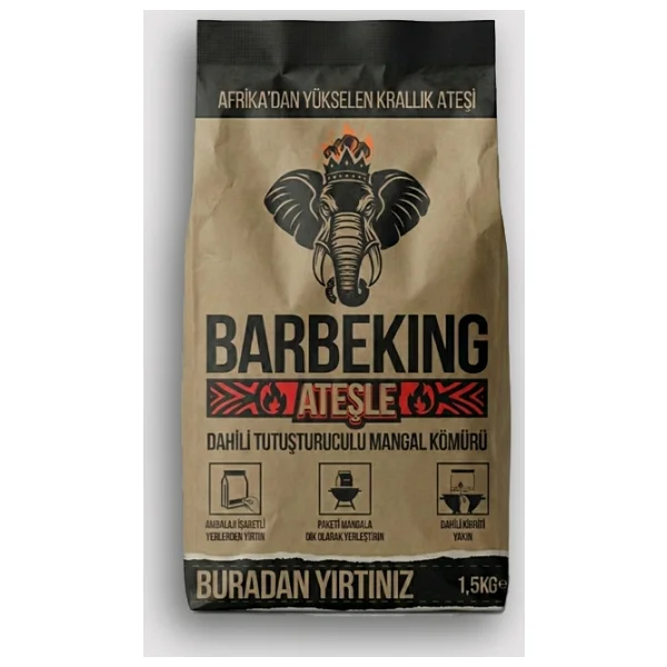 Barbeking Ateşle 1,5 Kg Mangal Kömürü (Yırt, Yak, Pişir) - Görsel 8