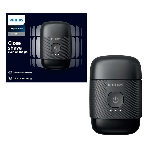 Philips 500 Serisi Taşınabilir Elektrikli Kompakt Islak/kuru Tıraş Makinesi, 3 Yönlü Başlık, 40 Dakika Çalış - Standart - Görsel 3