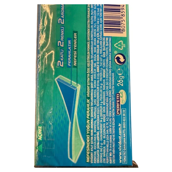 Vivident Extra Cüzdan Nane Aromalı 26 Gr 18'li Paket Sakız - Görsel 4